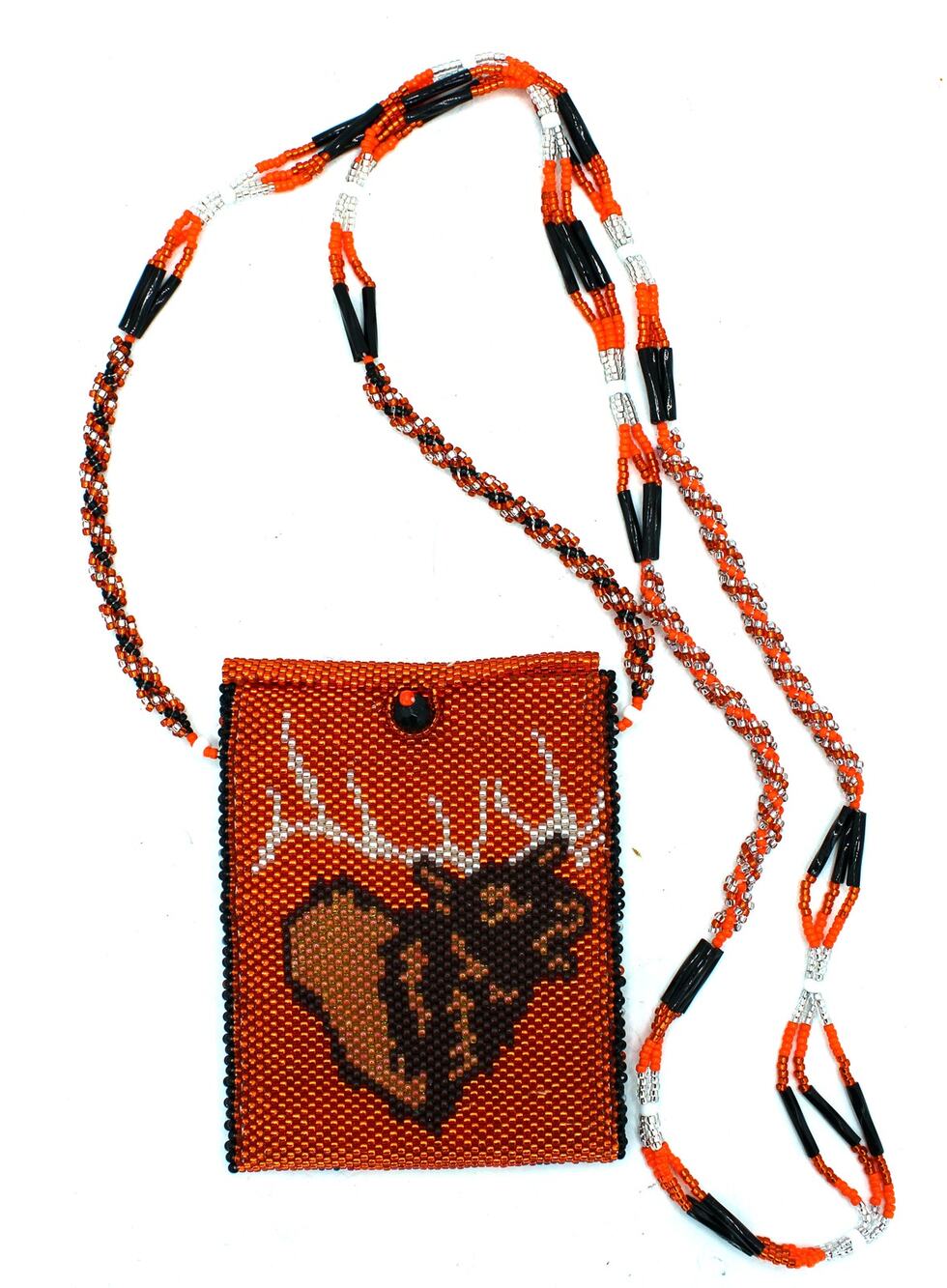 Wind River Reservation Double Sided Beaded Elk Medicine Pouch Necklace